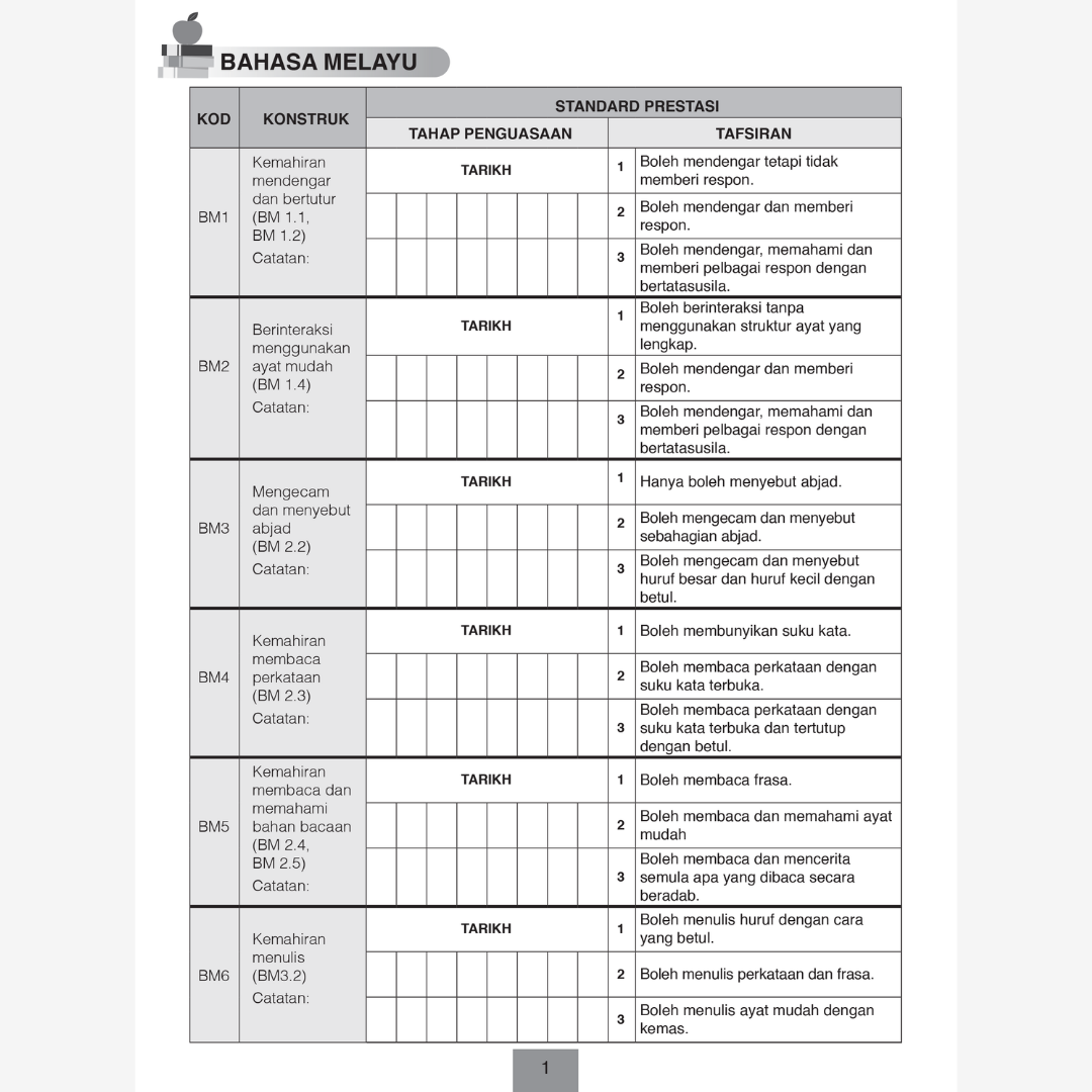 Buku Rekod Pentaksiran Murid Prasekolah