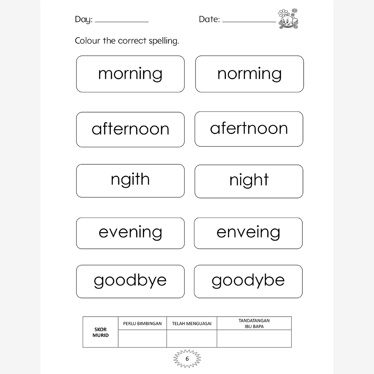 Lembaran Kerja Prasekolah: English