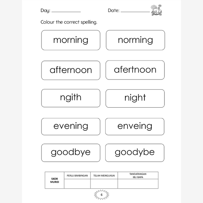 Lembaran Kerja Prasekolah: English