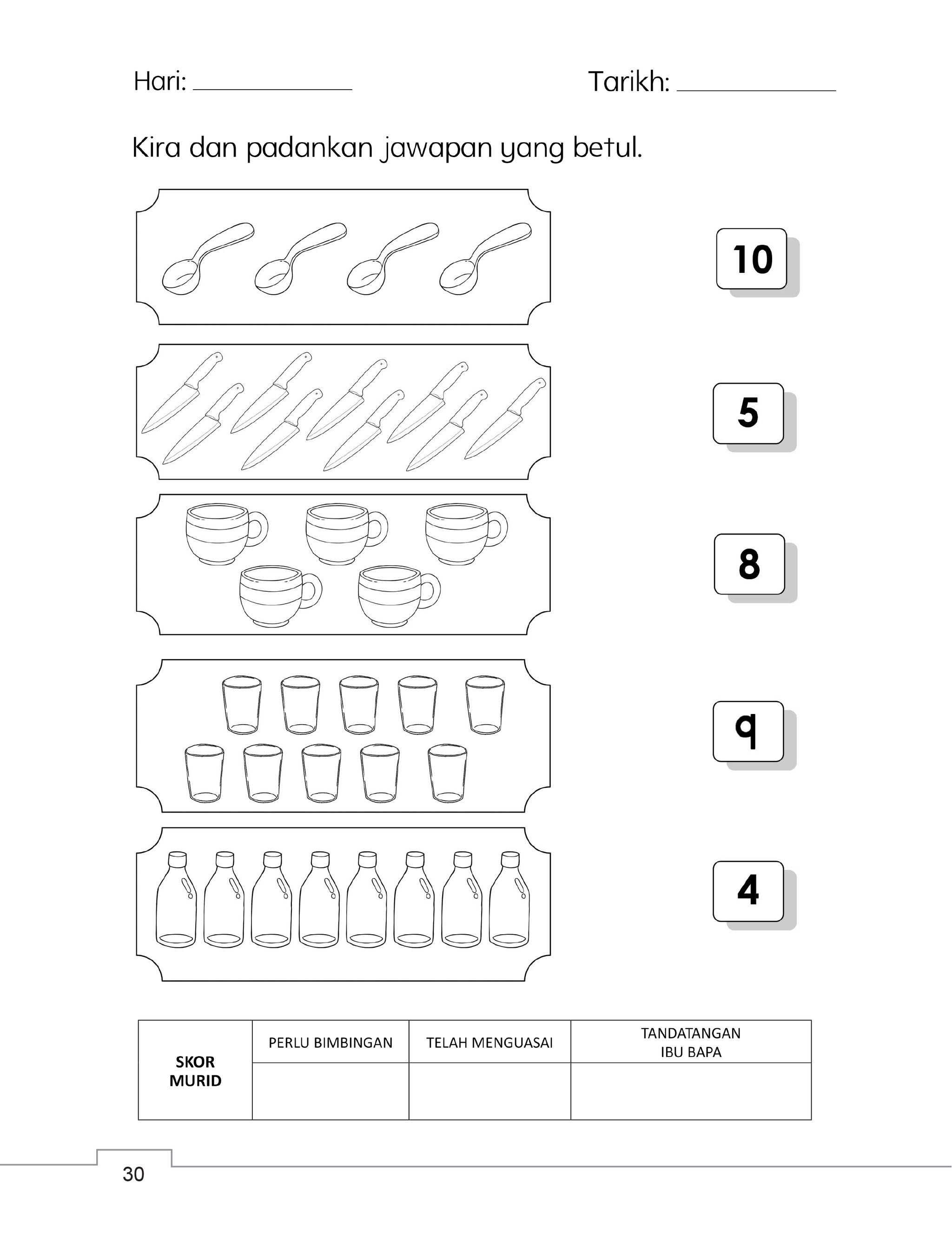 Lembaran Kerja Prasekolah: Matematik – arasmega.com