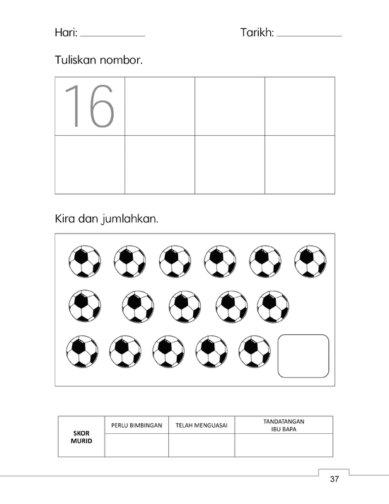 Lembaran Kerja Prasekolah Matematik 7009